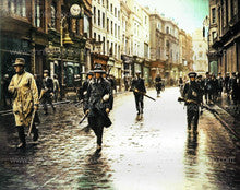 IRA Unit Patrol Grafton Street, Dublin, Ireland - 1922 colour print