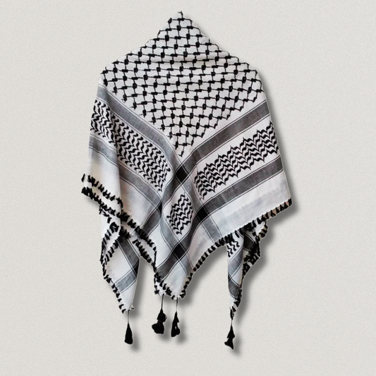 Keffiyeh-Palestinian Scarf  Black and White (Redesign)