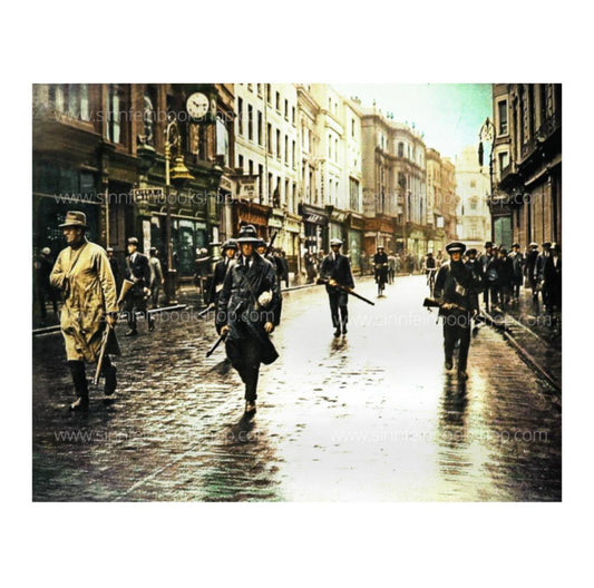 IRA Unit Patrol Grafton Street, Dublin, Ireland - 1922 colour print