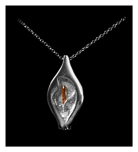 Easter Lily Silver and 18 ct Gold Pendant