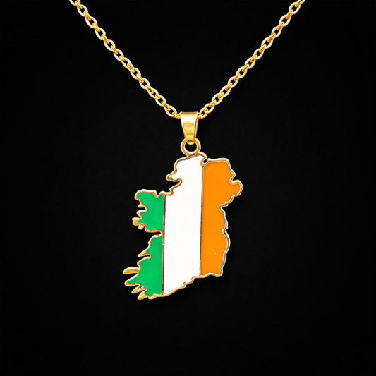 Irish Map Tricolour Pendant Gold/Silver