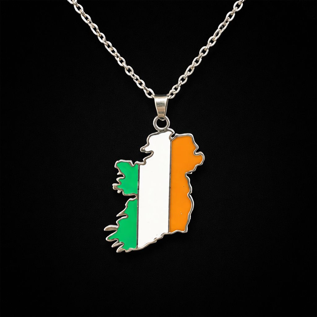 Irish Map Tricolour Pendant Gold/Silver